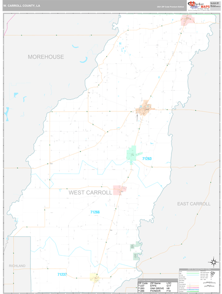W. Carroll Parish (County), LA Wall Map